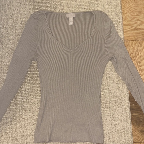 Grey Ribbed Top - Picture 2 of 3